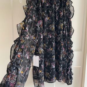 Floral cold shoulder black blouse, size M.